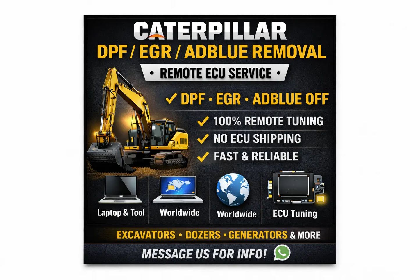 🚜 CATERPILLAR DPF / EGR / ADBLUE REMOVAL SERVICE ONLINE REMOTELY QUANTUM OBD