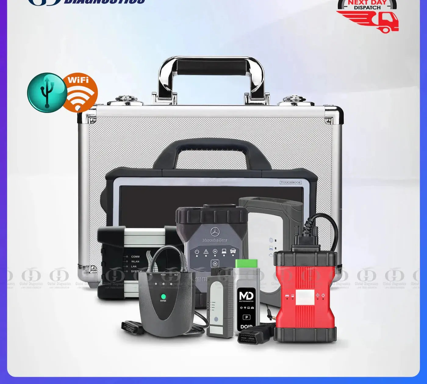 Panasonic CF-D1 Dealer Diagnostic 7-IN-1 MERCEDES C6 STAR XENTRY + BMW + ODIS + JLR + HONDA + TOYOTA + FORD DIAGNOSTIC TOOLS FULL SYSTEM WITH FLIGHT CASE QUANTUM OBD