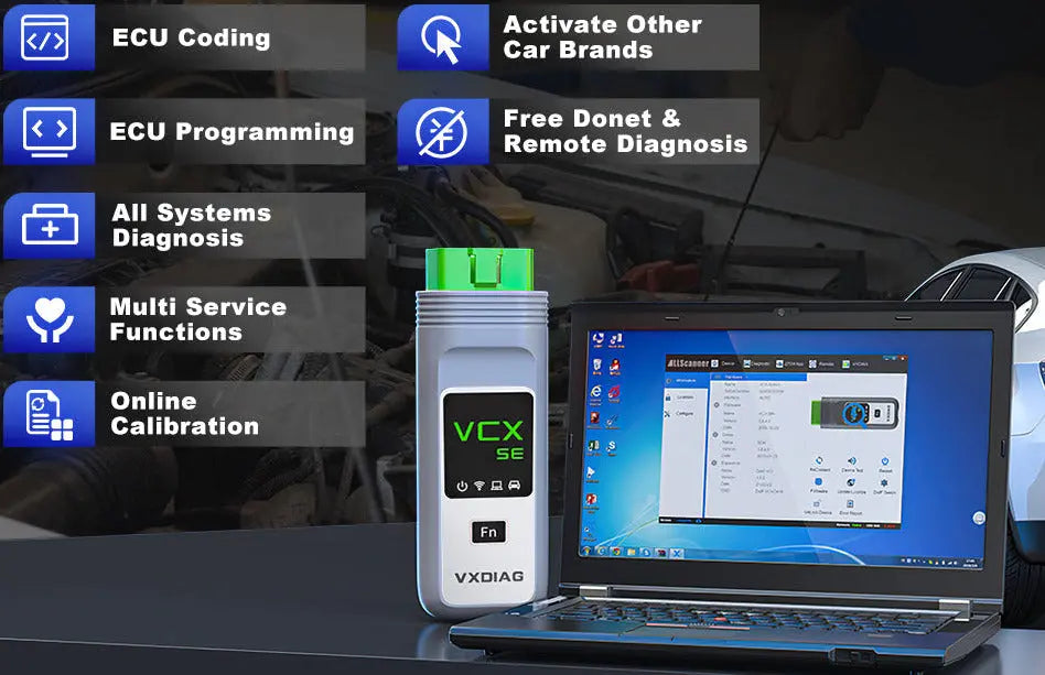 LAPTOP + VX PROš° AUDI + VW ODIS + VXDIAG VCX PRO 6154 OBD2 Diagnostic Tool for VW Audi Skoda with Supports DoIP UDS Protocol with Free DONET AUTO DIAGNOSTIC OBD2 SOFTWARES