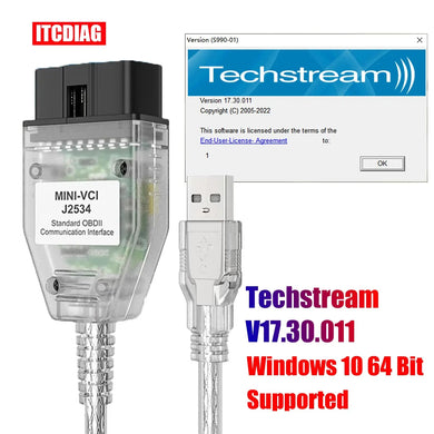 MINI VCI FOR TOYOTA TIS Techstream MINIVCI With FT232RQ/FT232RL Chip J2534 Minivci Diagnostic Cable AUTO DIAGNOSTIC OBD2 SOFTWARES