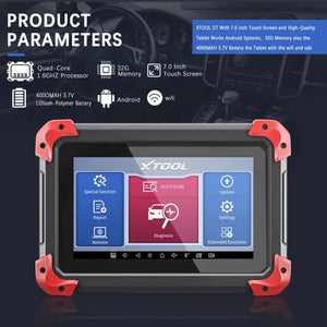 XTOOL D7 TABLET Scanner Automotive Car Diagnostic Tool with Bi-Directional Control TPMS Code Reader OBDII IMMO 26+ Reset Functions