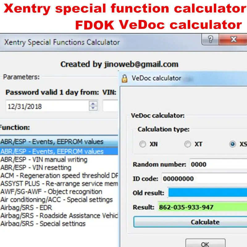 2023 XENTRY VEDOC CALCULATOR DAS Xentry Special Function Calculator FDOK Vedoc Calculator QUANTUM OBD