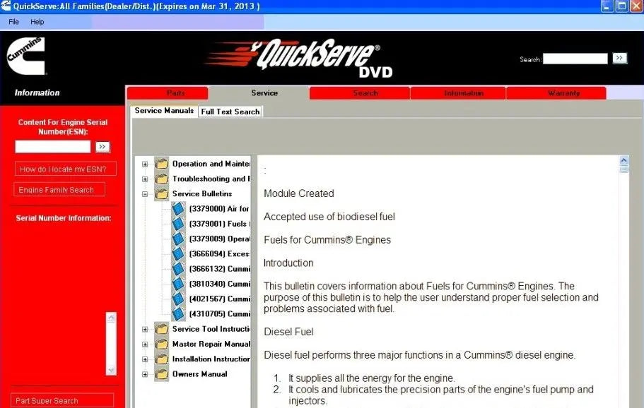 Cummins Quickserve 2017 Parts Catalog, Service & Information – QUANTUM OBD